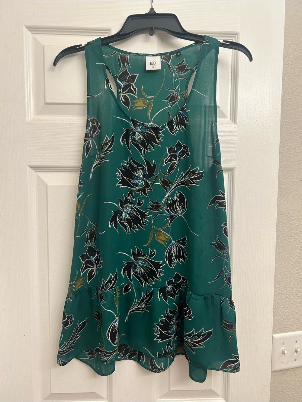 CAbi Teal Floral Sleeveless Shift